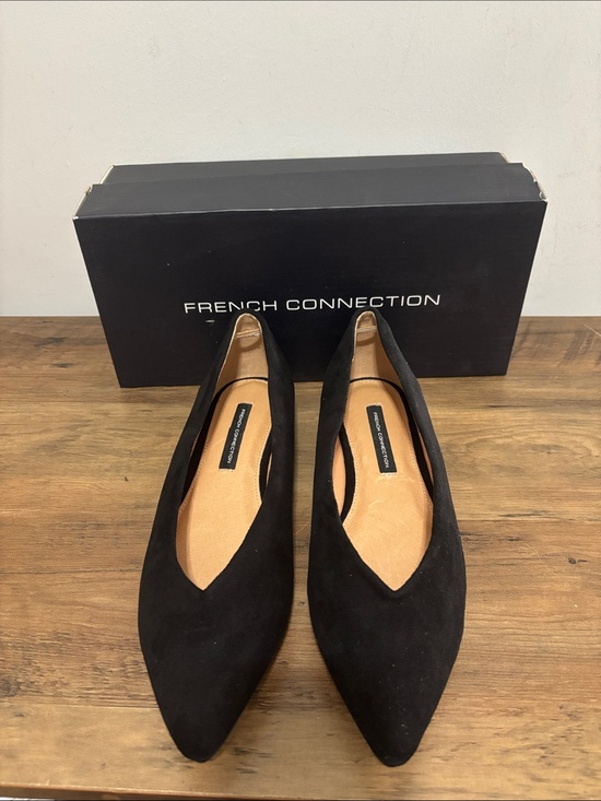 French Connection Shoes - French Connection Black Suede Pointed-Toe Flats